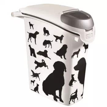 Curver Petlife ėdalo laikymo konteineris šunims 23L juodas su letenėlių dizainu