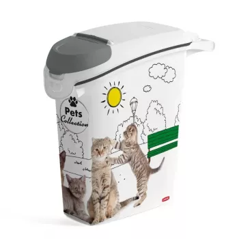 CURVER Petlife hermetiškas pašaro laikymo indas 23L šunims ir katėms, 10kg sauso maisto, BPA-free plastikas, snap-lock dangtelis, pilkas