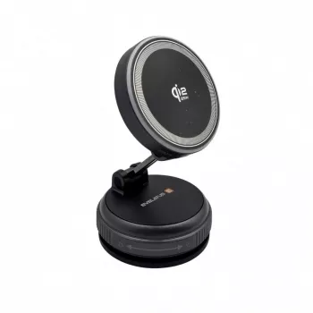 Evelatus Qi2 25W magnetinis belaidis automobilinis įkroviklis su AutoSpring spirale USB-C kabeliu 1,2 m, juodas