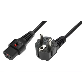 IEC LOCK maitinimo laidas su kampuotu Schuko ir tiesiu IEC C13 fiksatoriumi, 1,5 m, juodas, 10A, 250V