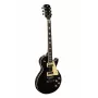 Stagg SEL-STD Black elektrinė gitara su vientisu alksnio korpusu, mahagonio set tipo kaklu, raudonmedžio grifo lenta, HH garso davikliais, Tune-o-matic tilteliu