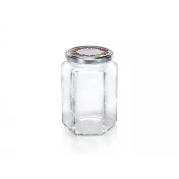LEIFHEIT šešiakampis stiklinis indas 770ml su hermetišku metaliniu dangteliu