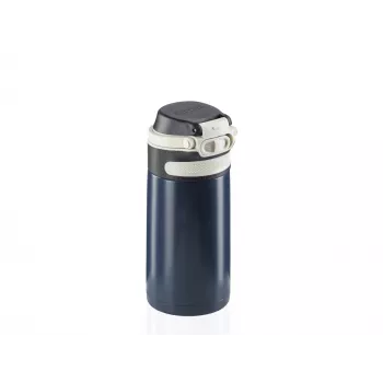LEIFHEIT Thermos Flip 350 ml tamsiai mėlyna vakuuminė termo kelioninė puodelis iš nerūdijančio plieno