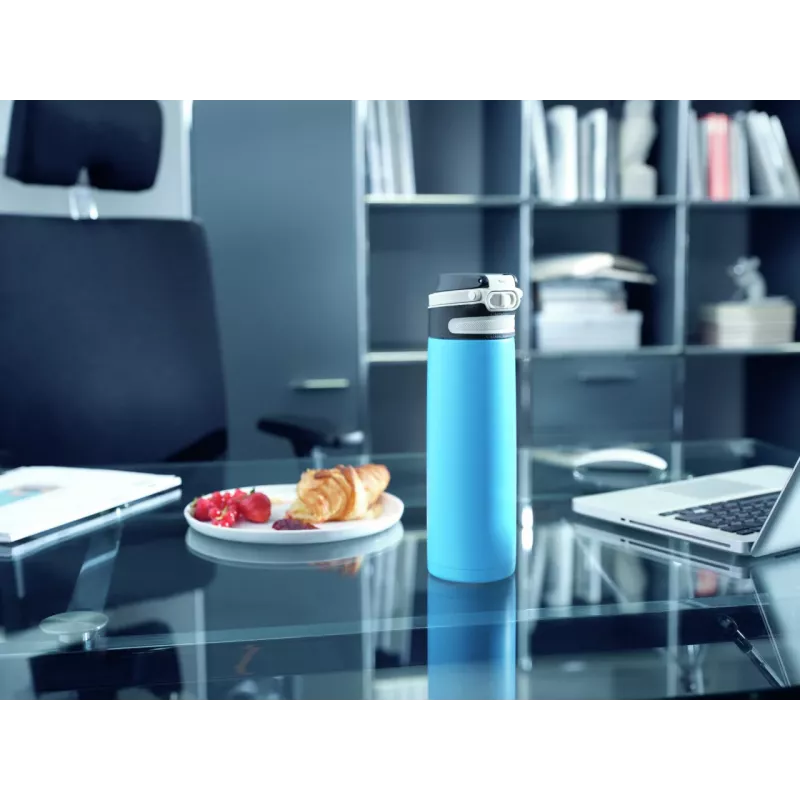 LEIFHEIT Thermos Flip 600ml šviesiai mėlyna vakuuminė termo gertuvė iš nerūdijančio plieno