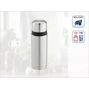 LEIFHEIT Thermos Coco 0,75L vakuuminė termostermosas, nerūdijančio plieno su stiklo vidumi, sidabrinis