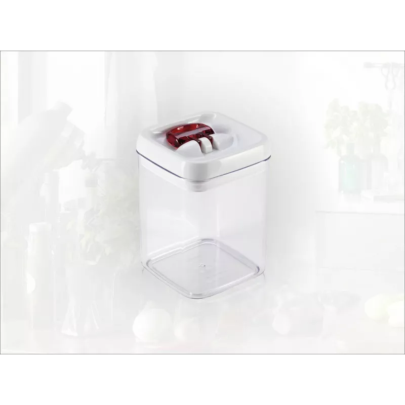 LEIFHEIT Fresh&Easy hermetiškas maisto laikymo indas 1,6L, be BPA, permatomas su žaliu dangteliu