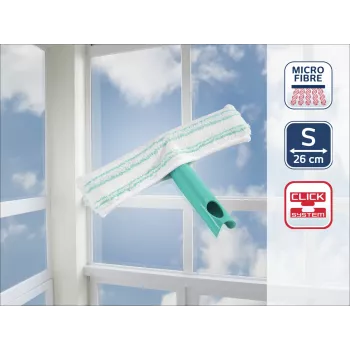 LEIFHEIT Window Washer M rankinis langų valytuvas su Click System, 28 cm gumos ašmenys, ergonomiška neslystanti rankena, balta/žalia