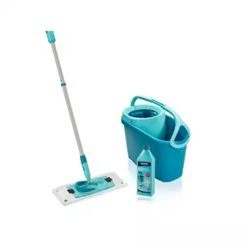 LEIFHEIT Clean Twist M Ergo grindų valymo rinkinys su Power Cleaner 1L, sukimosi mopas, žalia/balta