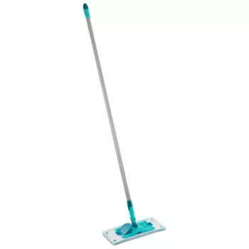 LEIFHEIT POWER CLEAN M Micro Duo plokščioji šluostė su teleskopiniu kotu, 33cm, žalia/balta/pilka