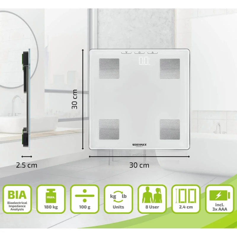 SOEHNLE Shape Sense Connect Lite kūno analizės svarstyklės su Bluetooth ir programėle