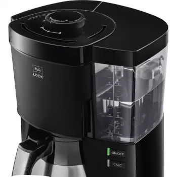 Melitta Look Therm 1025-12 juoda filtravimo kavos virimo aparatas su termos ąsočiu, 1000 W, 8 puodeliai