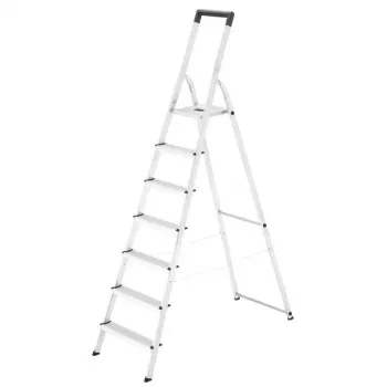 Hailo L40 StandardLine 4 pakopų aliuminės kopėčios su apsauginiu turėklu, 150 kg, EN 131
