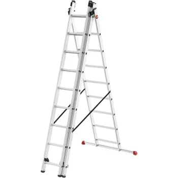 HAILO ProfiStep Combi aliumininės kopėčios 3x9 pakopų