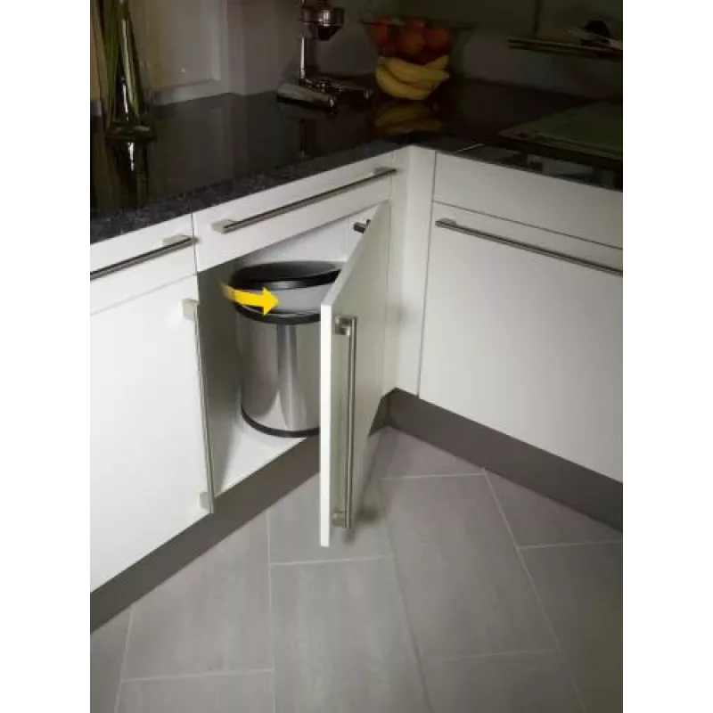 HAILO Compact-Box M 15L nerūdijančio plieno šiukšlių dėžė su pedalu ir lėto uždarymo dangčiu