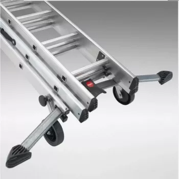 Hailo SafetyLine kopėčių ratukai – 2 dalių mobiliteto rinkinys, 120 mm fiksuoti ritinėliai su guminiu protektoriumi, montuojami be įrankių užsegimo būdu, juodi/raudoni
