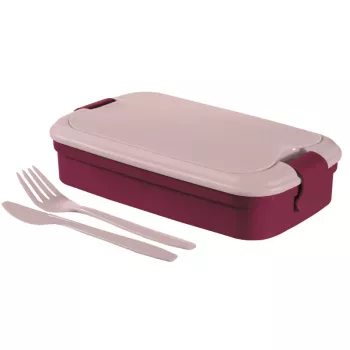 CURVER Lunch&Go stačiakampė maisto dėžutė su stalo įrankiais 1,4L violetinė