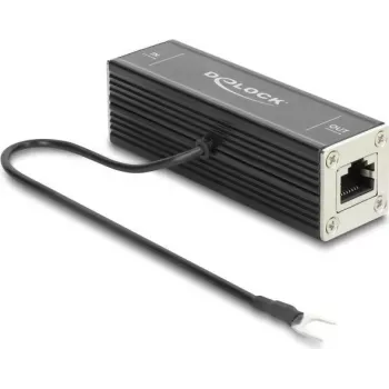 Delock RJ45 tinklo viršįtampių apsaugos modulis Cat.6A, suderinamas su PoE++, 10 Gbps, ekranuotas, juodas