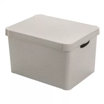 Curver Deco Stockholm L dėžė su dangteliu 39,5x29,5x23,5 cm, taškeliai, juoda/balta