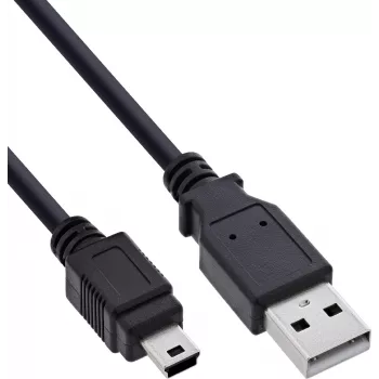 InLine USB 2.0 Mini laidas, USB-A male į Mini-B male, juodas, 5 m