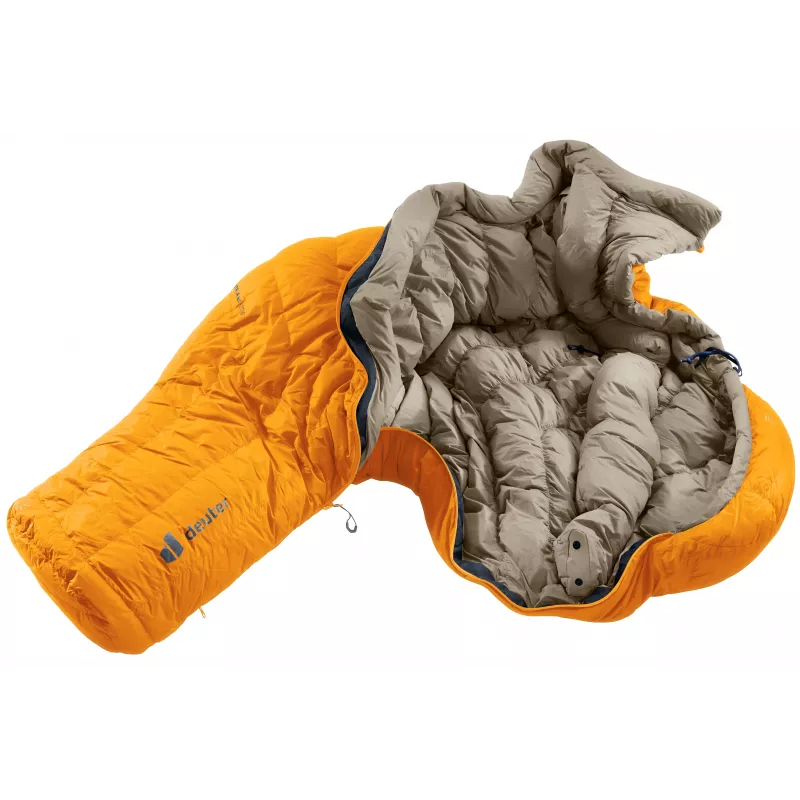 DEUTER Astro Pro 600 -12°C/10°F Magma-Titanium miegmaišys su kairiuoju užtrauktuku, pūkinis
