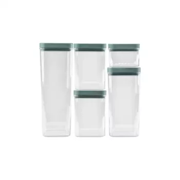CURVER Kara sausų maisto produktų laikymo indelių rinkinys 0,5L + 2x1,2L + 1,8L + 2,4L, permatomas/teal spalvos, 6 dalių, hermetiškas, sukraunamas, be BPA