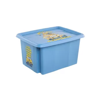 keeeper dėžė su dangčiu 15L Karolina “Minions Happiness” 38x29.5x20.5cm šviesiai mėlyna