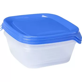 CURVER Fresh&Go maisto indų rinkinys, 3 vnt., po 0,8 L, mėlynas, su hermetiškais dangčiais, be BPA, tinka mikrobangų krosnelei, šaldymui, indaplovei
