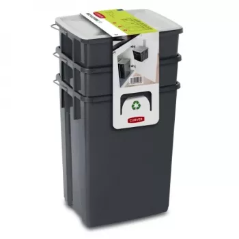 CURVER Biobox atliekų kibirų rinkinys 2x10L + 6L pilkas