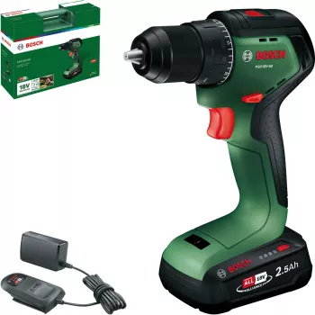Bosch PSR 18V-60 akumuliatorinis gręžtuvas-suktuvas su 2,5 Ah baterija ir įkrovikliu