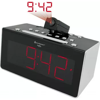 Soundmaster FUR6005 FM projektorinis radijo laikrodis su dvigubu žadintuvu, raudonu LED ekranu, juodas