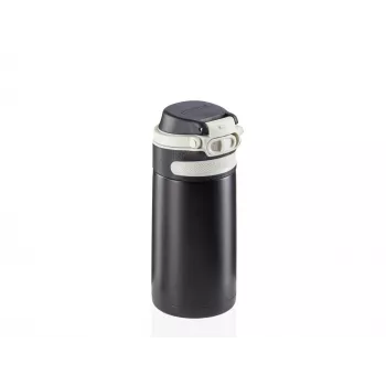 LEIFHEIT Thermo Mug Flip 350 ml juoda vakuuminė termo kelioninė puodelis su atidengiamu dangteliu