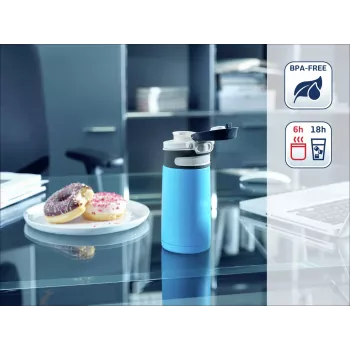 LEIFHEIT Thermo Mug Flip 350ml šviesiai mėlyna termo puodelis