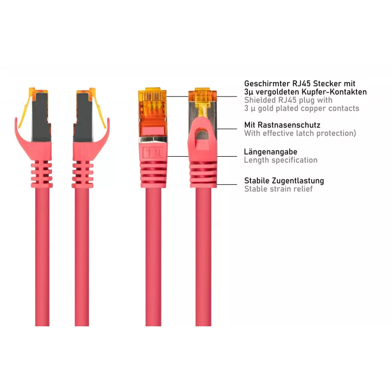 Kabelmeister RJ45 tinklo kabelis Cat.7 S/FTP, itin lankstus TPE apvalkalas, be halogenų, purpurinės spalvos, 7,5 m