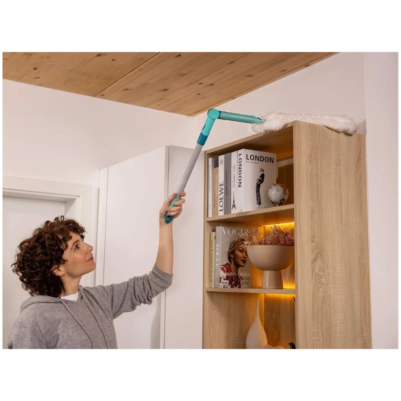 LEIFHEIT Superduster XL Pro Reach rinkinys – 56 cm elektrostatinė mikrofiltrų šluostė su 43 cm rankena