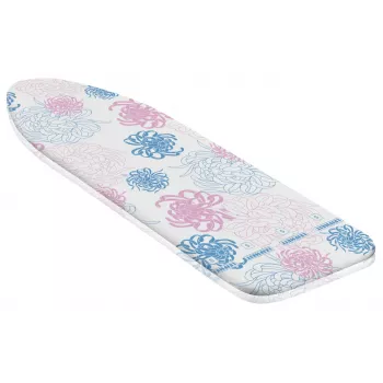LEIFHEIT Cotton Classic S lyginimo lentos užvalkalas 112x34 cm, 100% medvilnė, putų pamušalas, su virvele, mėlynai baltas raštas