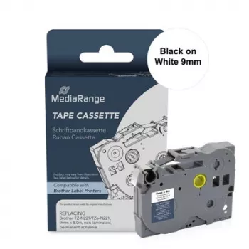 MediaRange etikečių kasetė Brother TZ-N221/TZe-NX221, 9mm x 8m, juoda ant baltos
