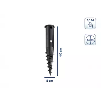 LEIFHEIT įsukamas žemės inkaras rotacinėms džiovykloms, cinkuotas plienas, 50 mm stovas, 44 cm, žalias dangtelis
