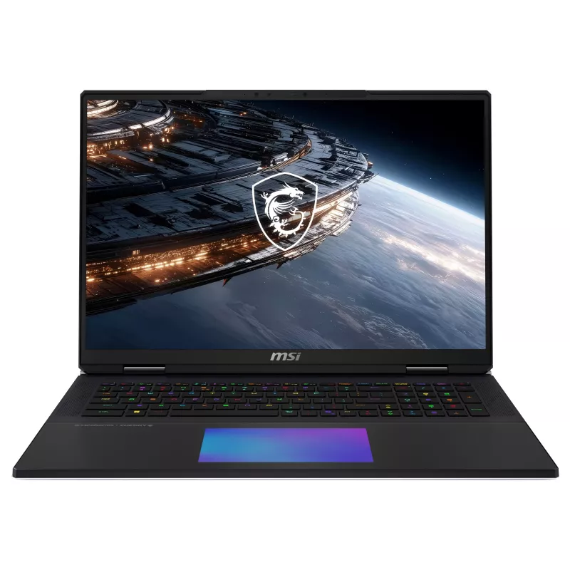 MSI Titan 18 HX A2WJ-1410FRY žaidimų nešiojamas kompiuteris, 18 colių UHD+ Mini LED 240Hz, Intel Core Ultra 9 290HX Plus, 64GB DDR5, 2TB SSD, GeForce RTX 5090 24GB, Windows 11 Pro, prancūziška AZERTY klaviatūra