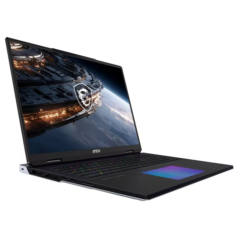 MSI Titan 18 HX A2WJ-1410FRY žaidimų nešiojamas kompiuteris, 18 colių UHD+ Mini LED 240Hz, Intel Core Ultra 9 290HX Plus, 64GB DDR5, 2TB SSD, GeForce RTX 5090 24GB, Windows 11 Pro, prancūziška AZERTY klaviatūra