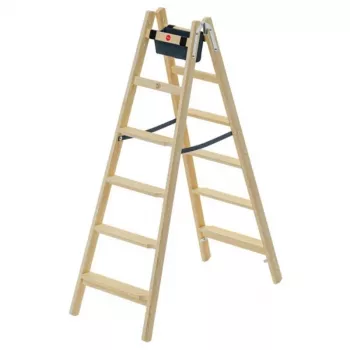 HAILO Dvipusė kopėčios H77 ComfortLine medinės 2x6 pakopų