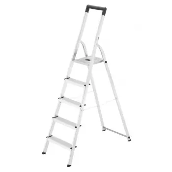 Hailo L40 StandardLine 4 pakopų aliuminės saugos kopėčios su daugiafunkciu padėklu, 150 kg apkrova, EN 131