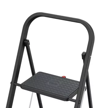 HAILO K44 StandardLine sulankstomas laiptelis su 3 pakopomis, apsaugine rankena, juodas, 150 kg