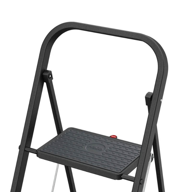 HAILO K44 StandardLine sulankstomas laiptelis su 3 pakopomis, apsaugine rankena, juodas, 150 kg