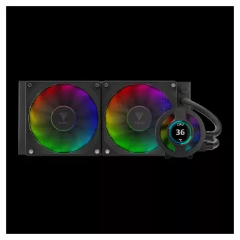 GAMDIAS Chione P3-240U 240mm skysčių aušinimo sistema su 2,1 inch LCD ekranu, ARGB ventiliatoriais, juoda
