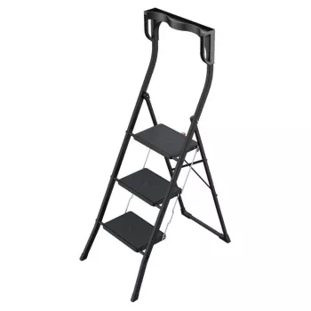 HAILO K77 ComfortLine sulankstoma pakopa, 3 pakopos, aliuminis, saugos rankena, juoda, 150 kg