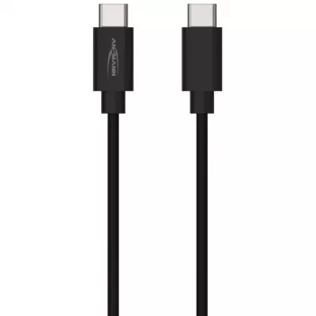 ANSMANN USB-C į USB-C duomenų ir įkrovimo kabelis, 1,2 m, 60W Power Delivery, juodas
