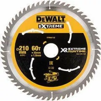 DEWALT Xtreme Runtime 210mm x 30mm 60T diskinis pjūklo peiliukas