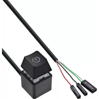 InLine® kompiuterio maitinimo mygtuko nuotolinio valdymo kabelis, juodas, 2 m