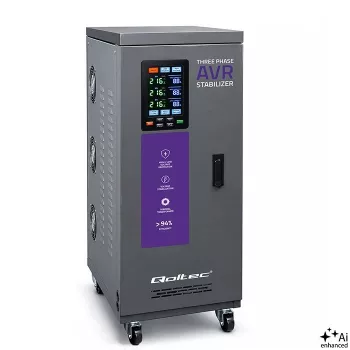Qoltec 15kVA trifazis servovariklio įtampos stabilizatorius AVR su LCD ekranu, ±3% tikslumu, Expert Line
