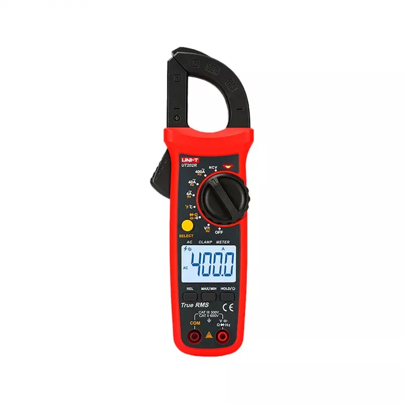 UNI-T UT202R True RMS skaitmeninis srovės matuoklis (clamp meter) 400A AC/DC įtampa, varža, talpa, dažnis, temperatūra, NCV